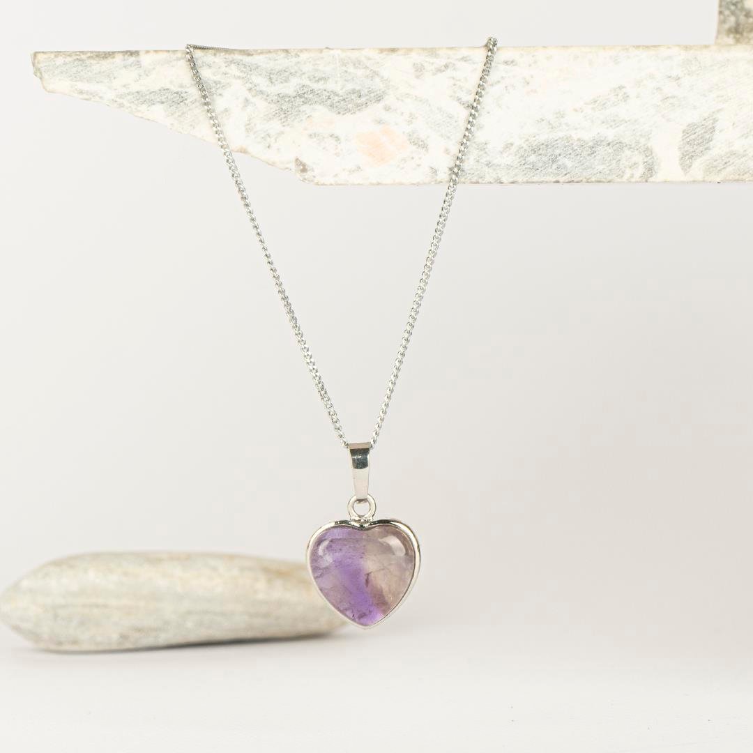 Ametist Kalpli Kaplama Dogal Taş Kolye