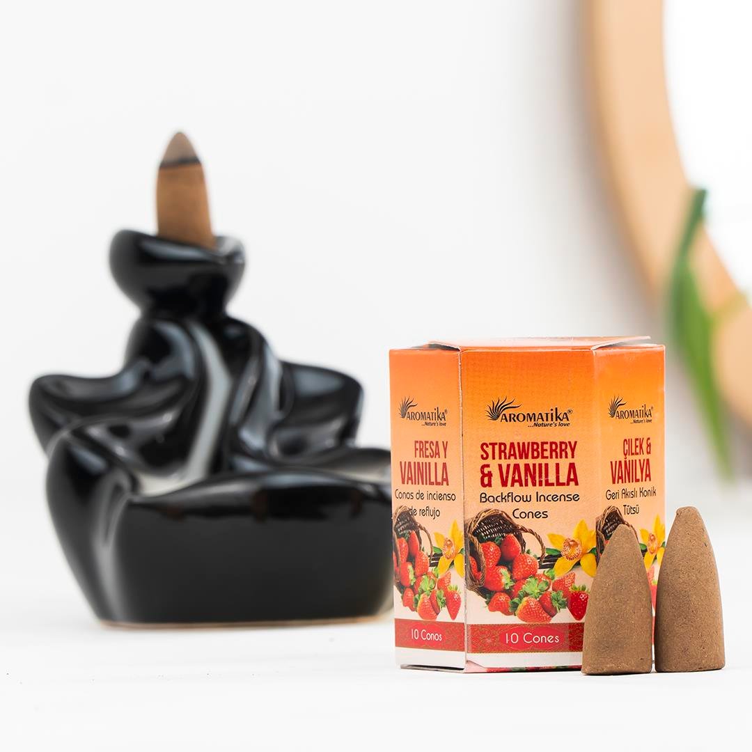 Aromatika Çilek & Vanilya Aromalı Geri Akışlı Şelale Tütsü