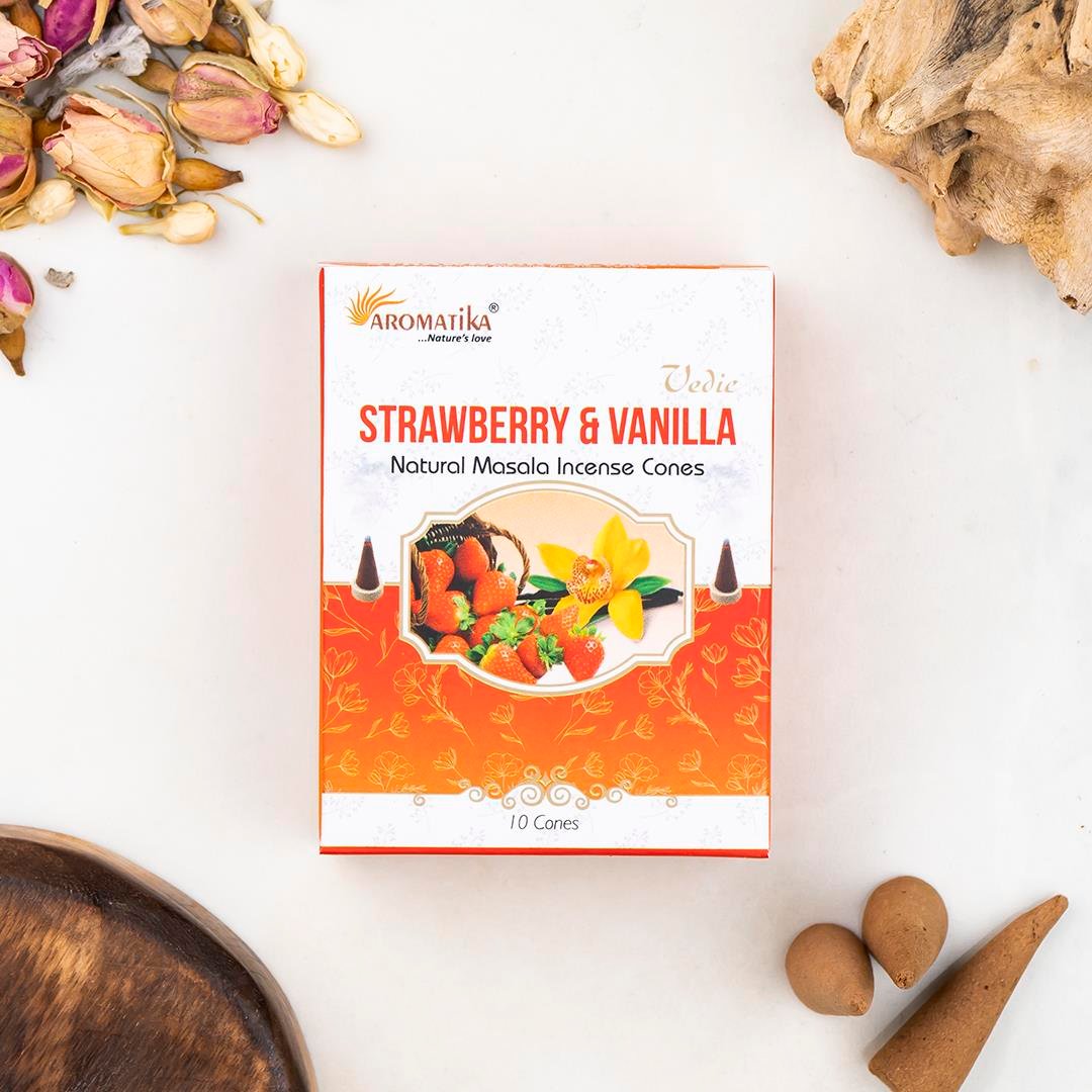 Aromatika Çilek & Vanilya Aromalı Konik Tütsü