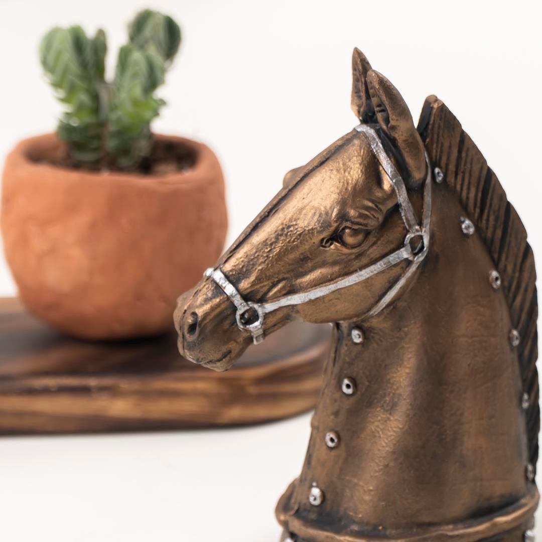 Dekoratif Gold At Heykeli