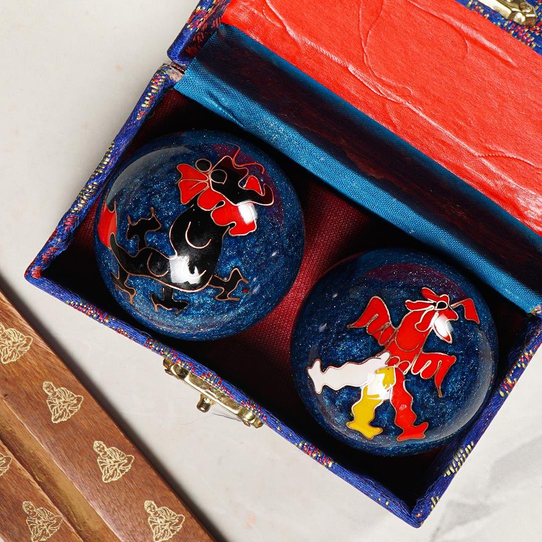 Dragon Temalı Mavi Zen Meditasyon Baoding Topu