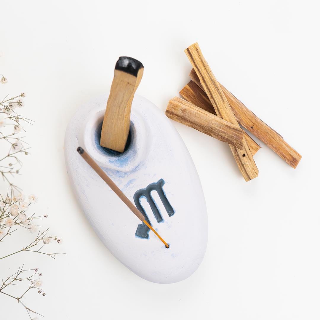 El Yapımı Burç Temalı Beyaz Ağaç Tütsülük