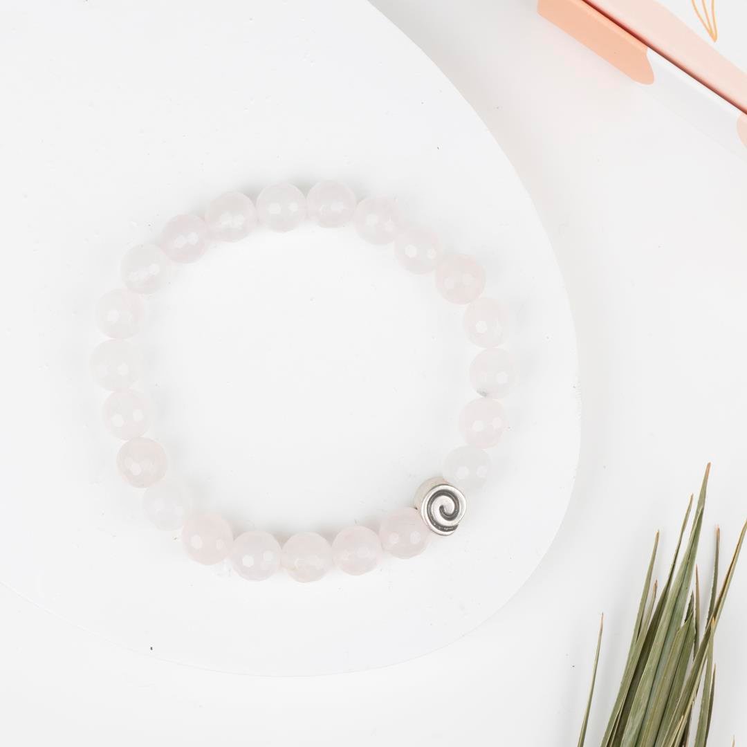 Faset Pembe Kuvars Doğal Taş Bileklik