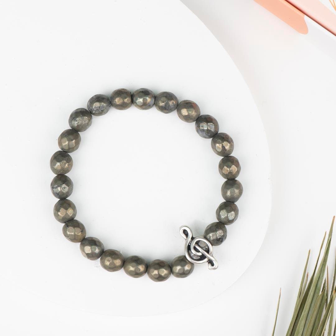 Faset Pirit Çakra Dengeleyici Doğal Taş Bileklik