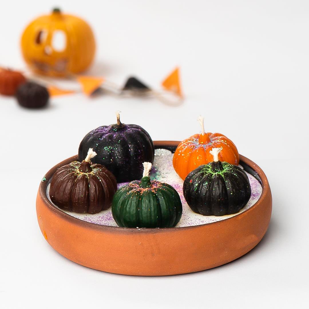 Halloween Balkabağı Temalı Mum