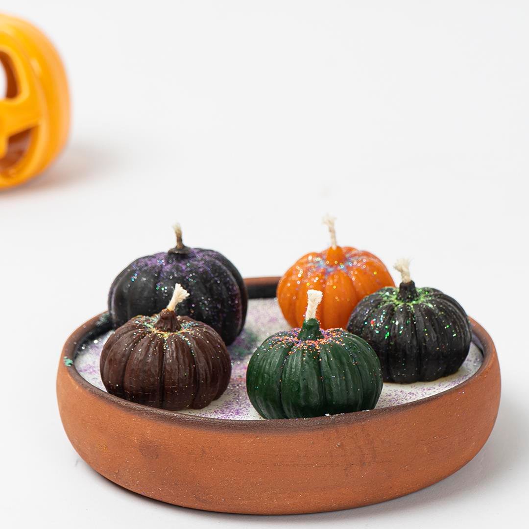 Halloween Balkabağı Temalı Mum