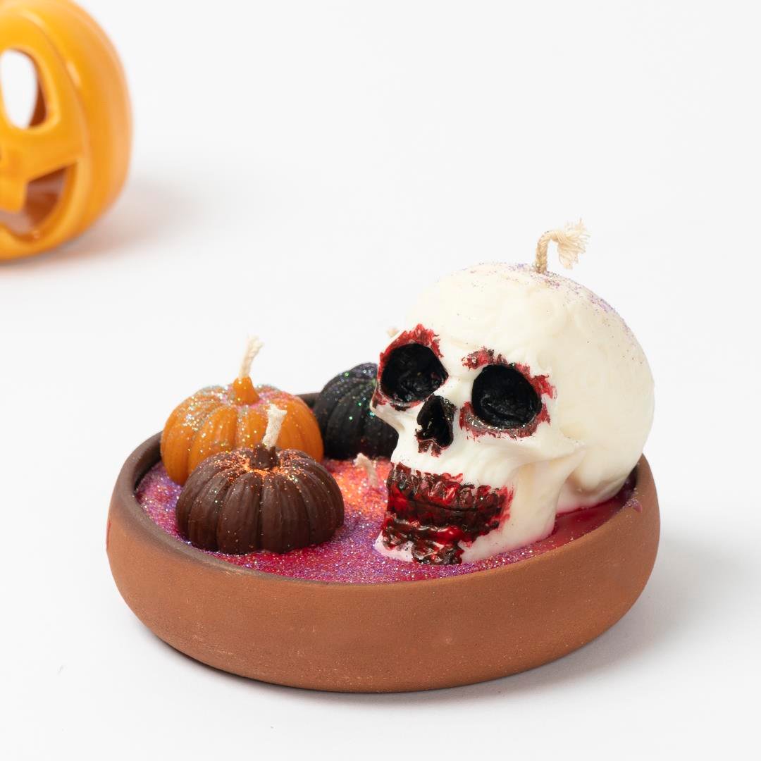 Halloween Kuru Kafa Temalı Mum