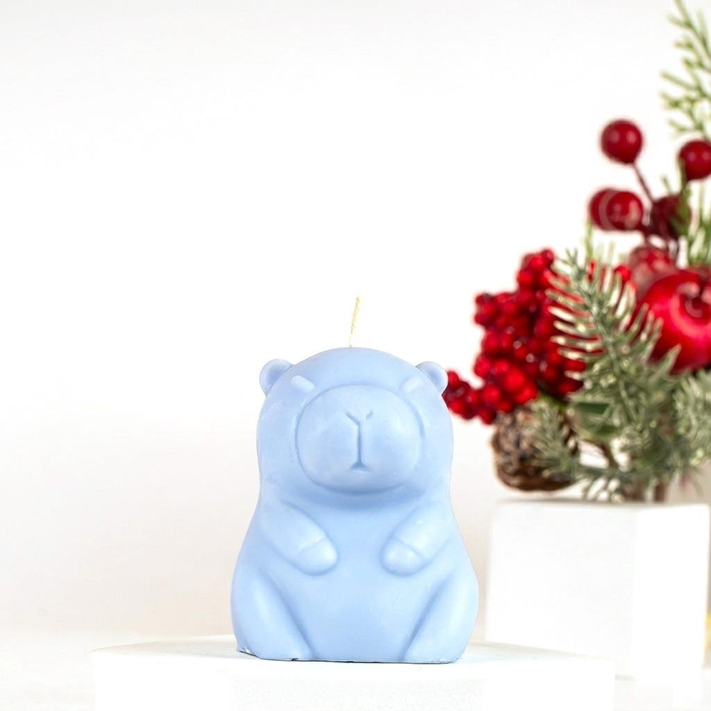 Kapibara Temalı Mavi Soya Mum