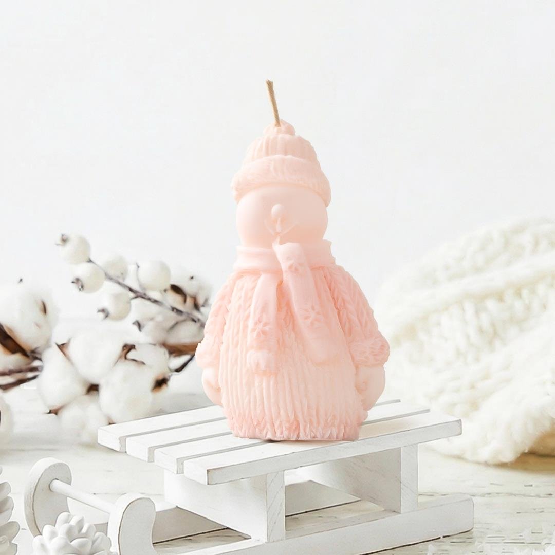 Kardan Adam Temalı Pink Soya Mum