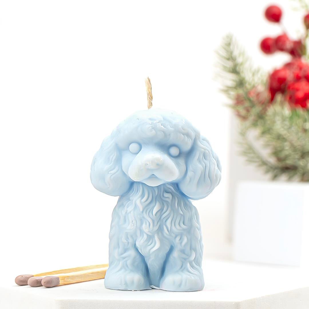 Köpek Temalı Mavi Soya Mum