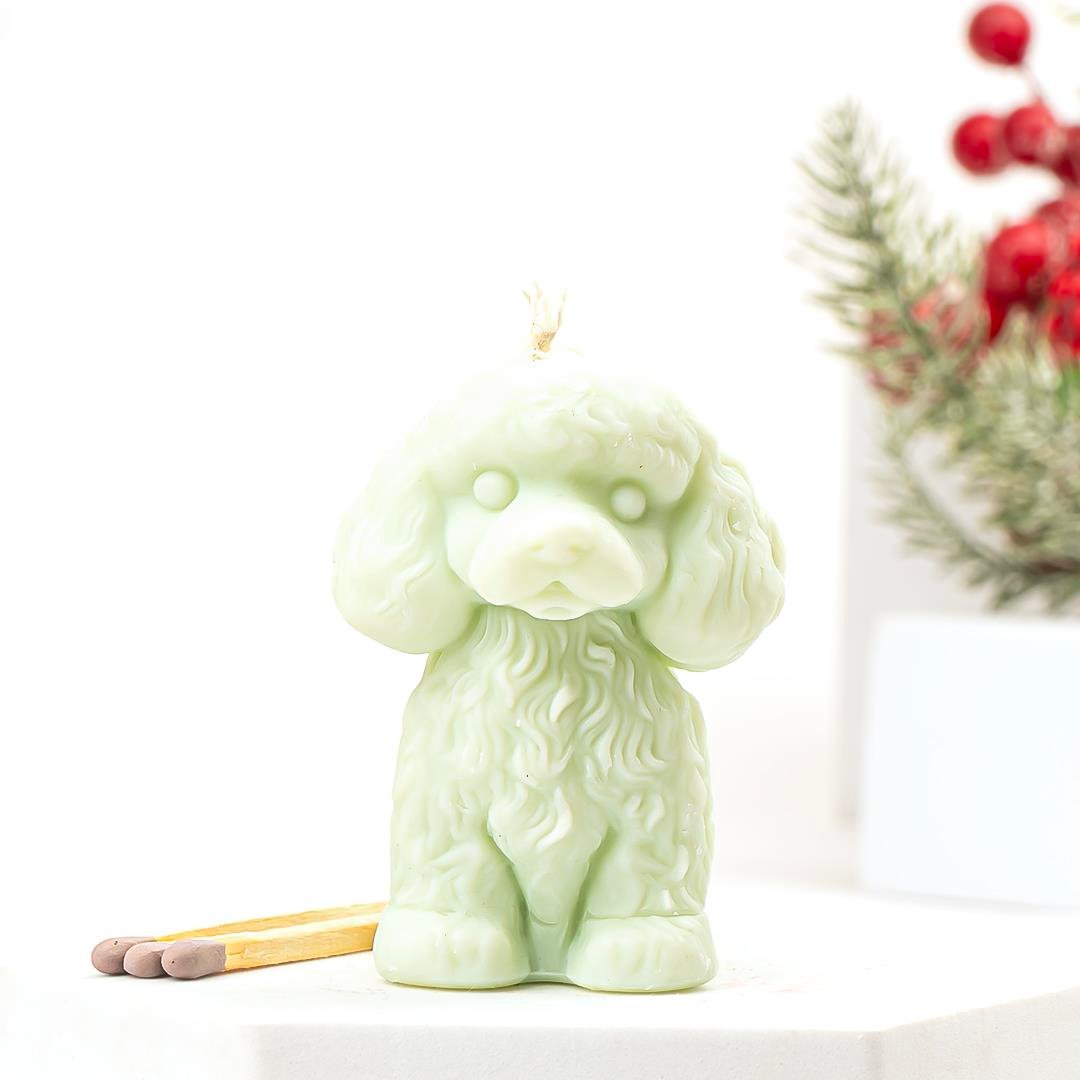 Köpek Temalı Yeşil Doğal Soya Mum