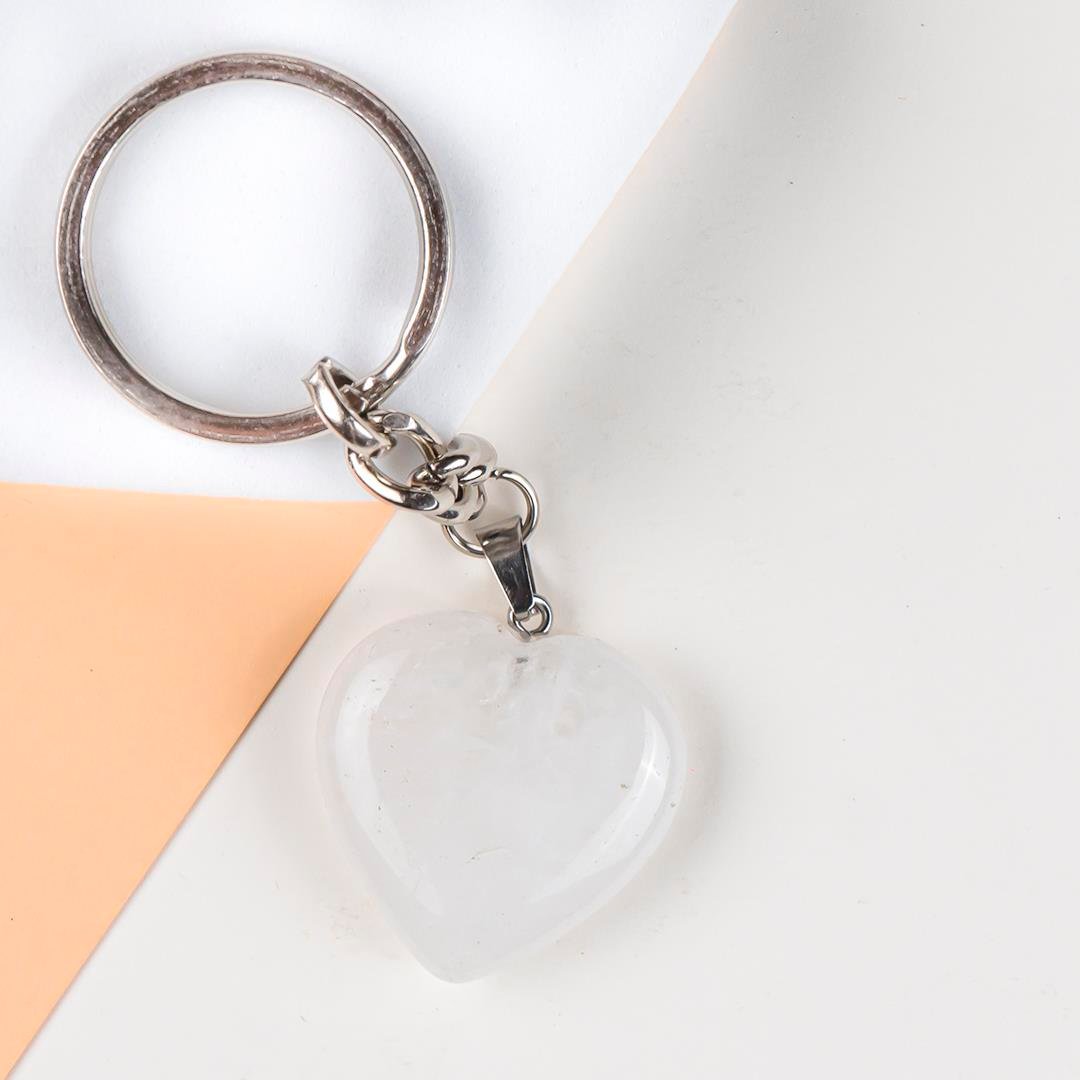Kristal Kuvars Doğal Taş Anahtarlık