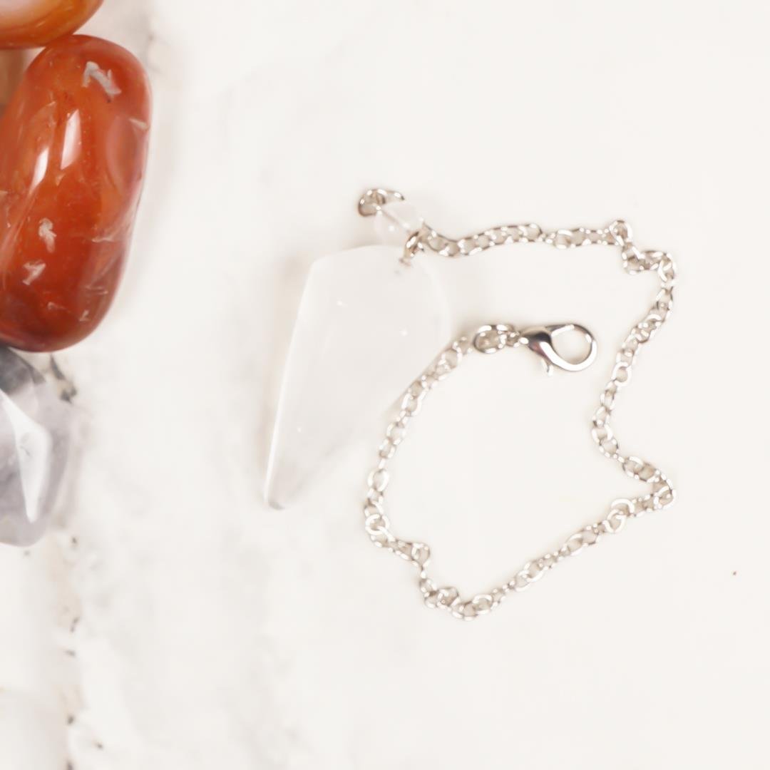 Kristal Kuvars Doğal Taş Pandül (Sarkaç)