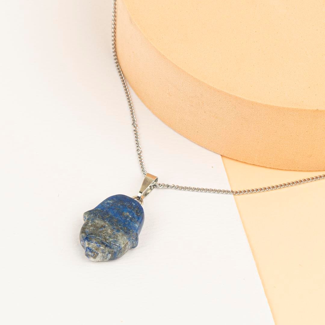 Lapis Lazuli Hamse Temalı Dogal Taş Kolye