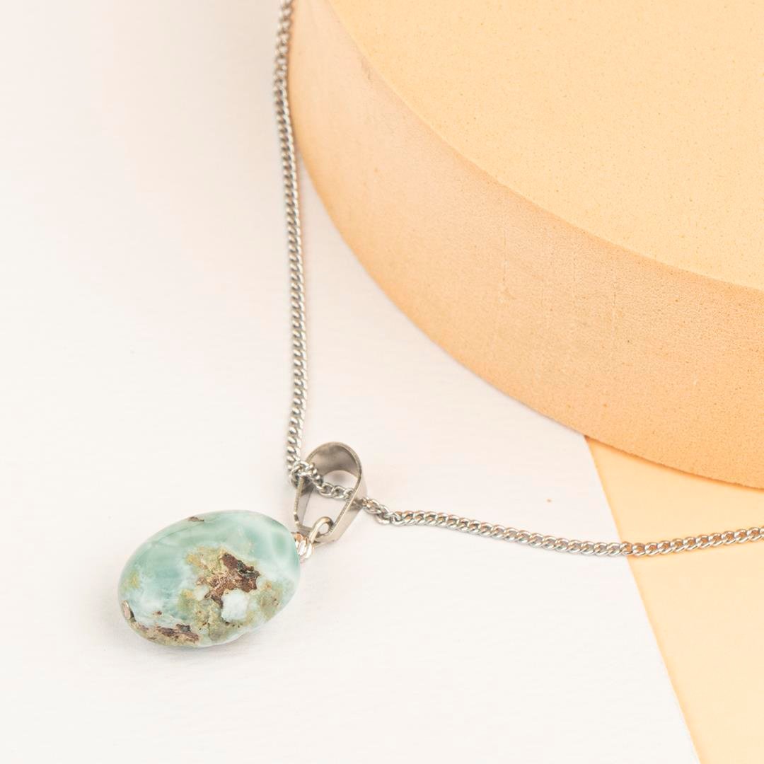 Larimar Damla Dogal Taş Kolye