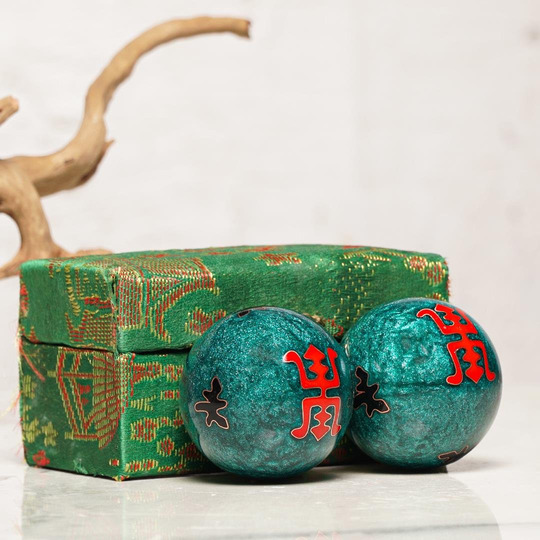 Longevity Temalı Yeşil Zen Meditasyon Baoding Topu