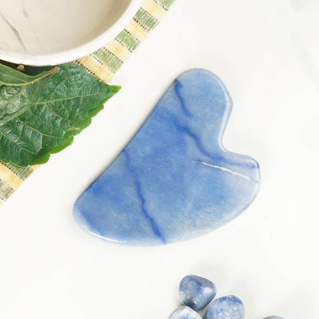 Mavi Akik Gua Sha Doğal Taş Masaj Aleti