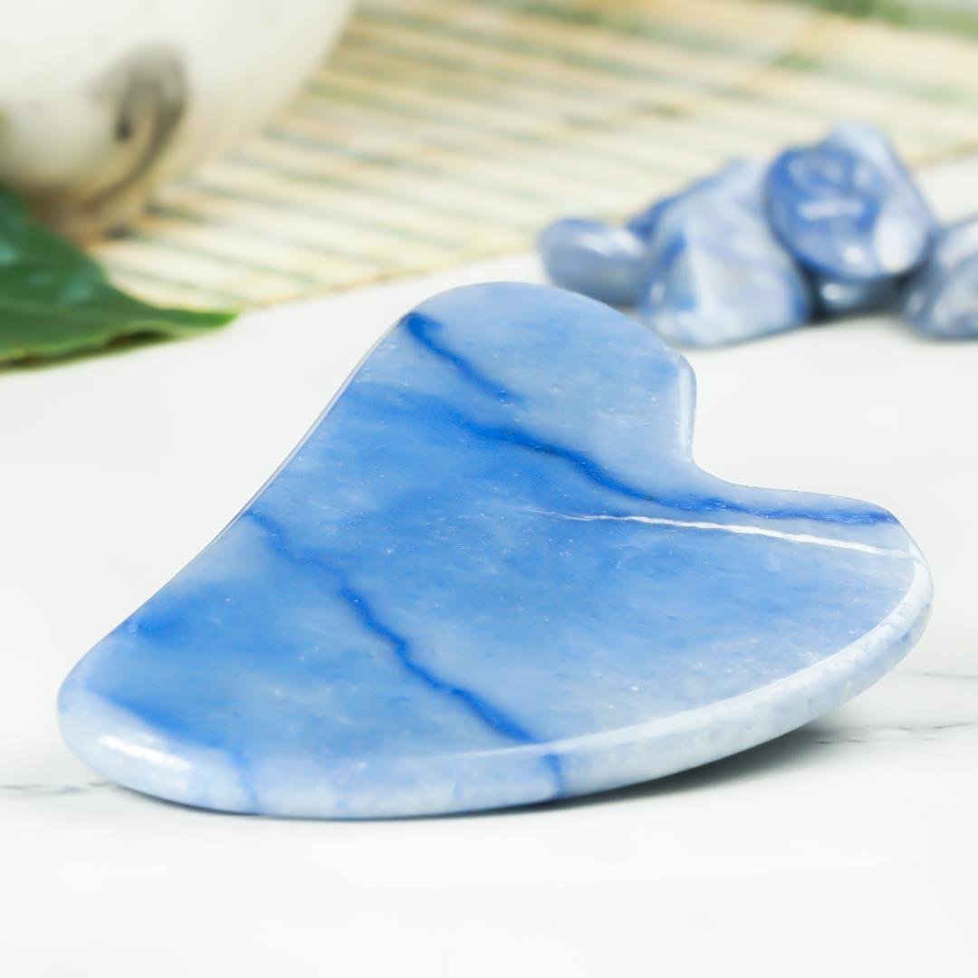 Mavi Akik Gua Sha Doğal Taş Masaj Aleti