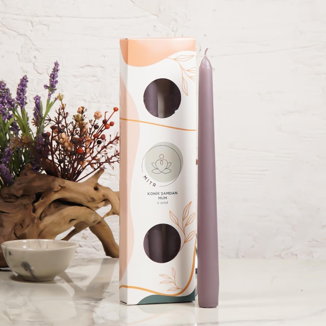 Mitr Gri Şamdan Mum