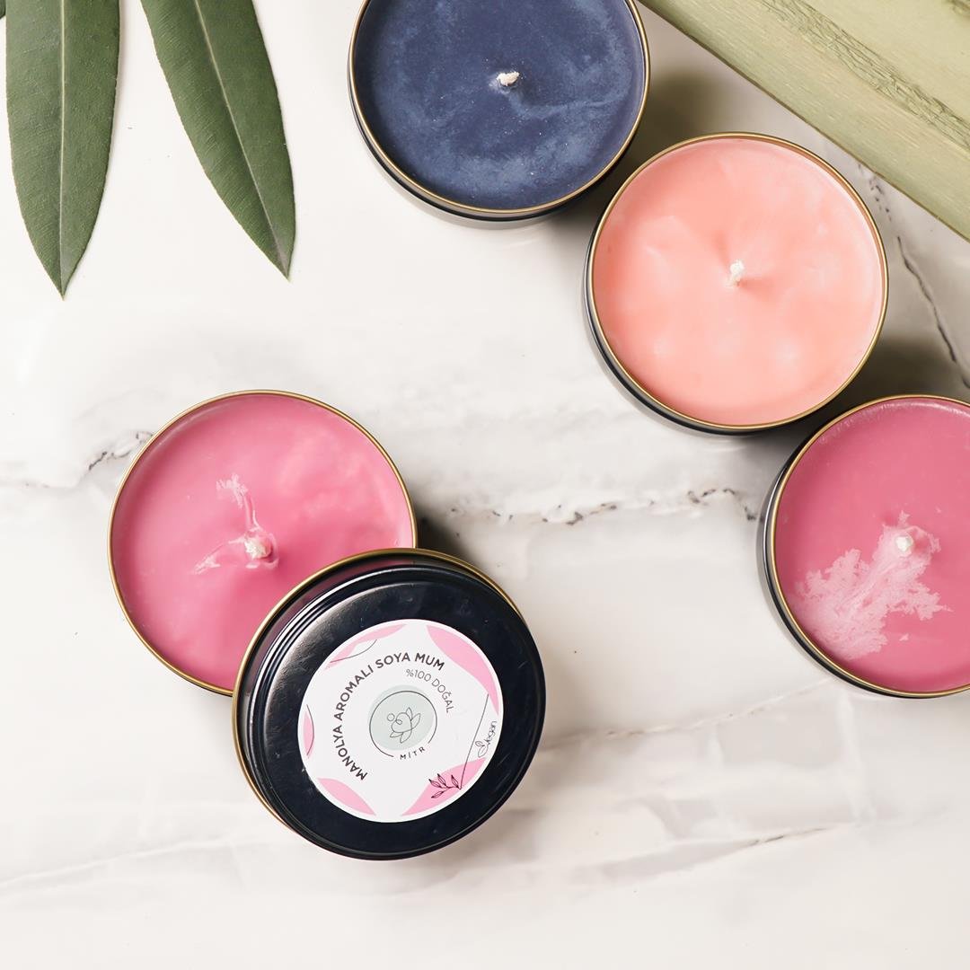 Mitr Manolya Aromalı Metal Soya Mum