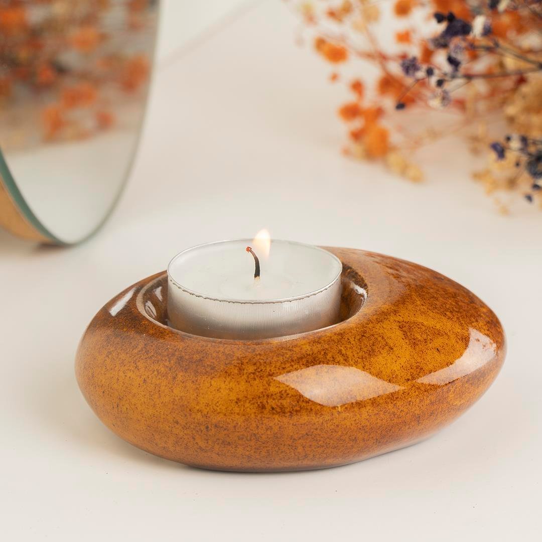 Mitr Özel Tasarım El Yapımı Kiremit Tealight Mumluk