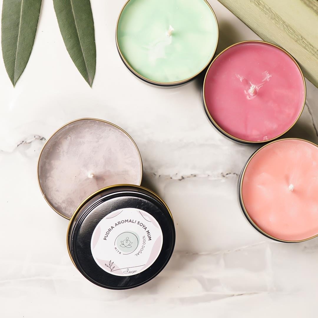 Mitr Pudra Aromalı Metal Soya Mum