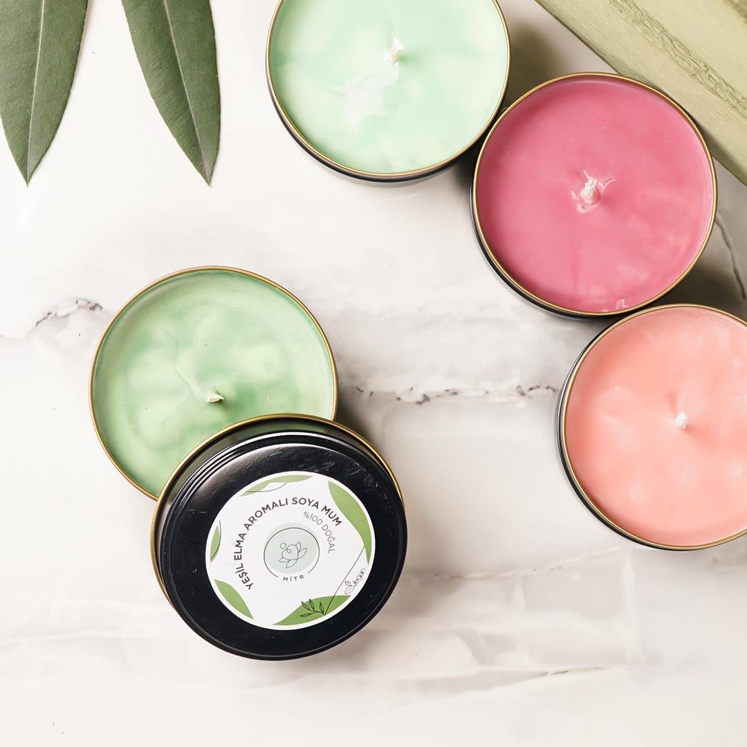 Mitr Yeşil Elma Aromalı Metal Soya Mum