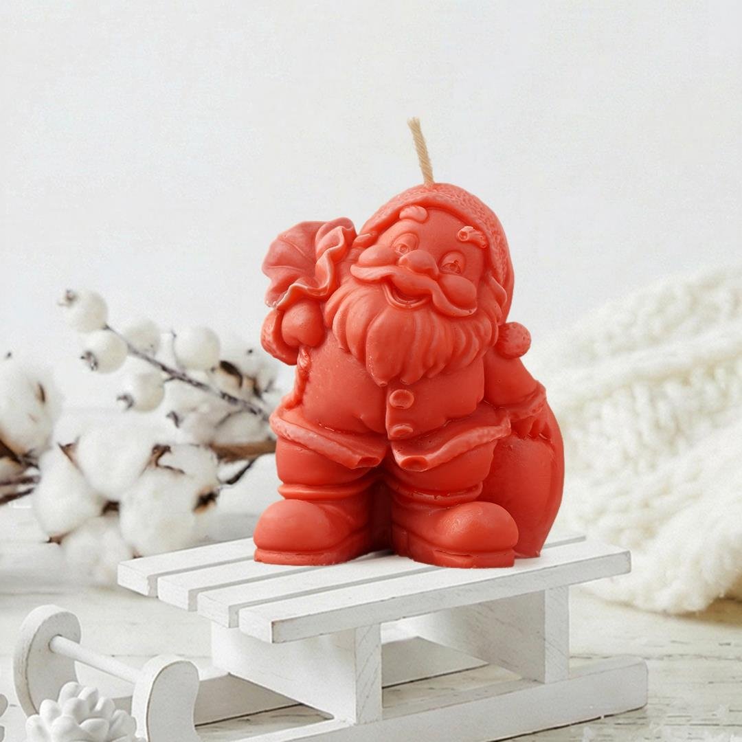 Noel Baba Temalı Kırmızı Soya Mum