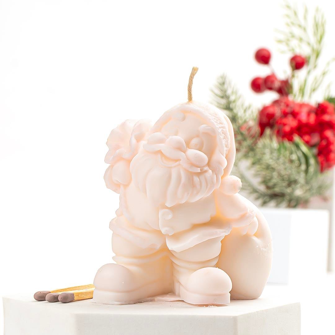 Noel Baba Temalı Pink Soya Mum