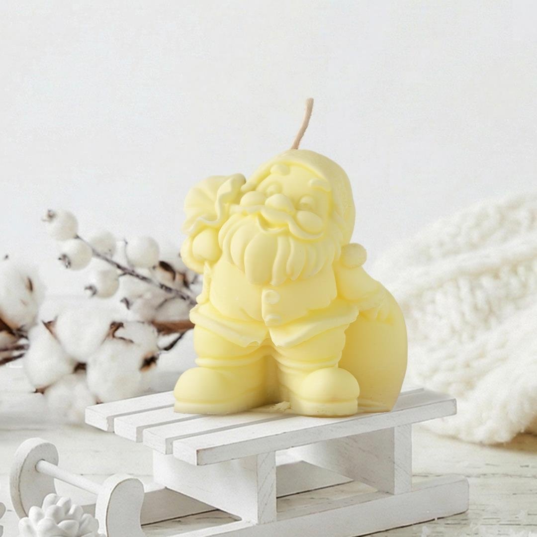 Noel Baba Temalı Sarı Soya Mum