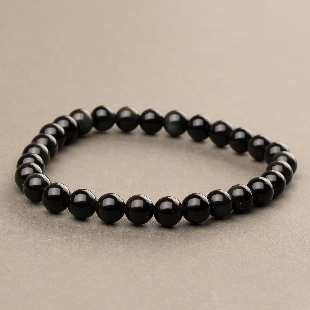 Obsidyen Doğal Taş Bileklik (6 mm) – Plüton Gücü
