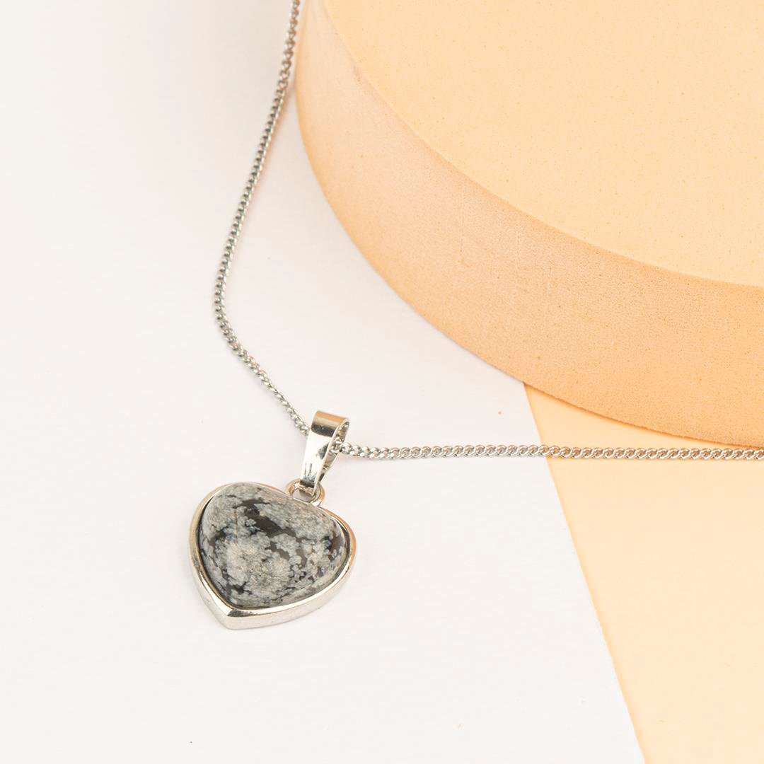 Obsidyen Kalpli Kaplama Dogal Taş Kolye