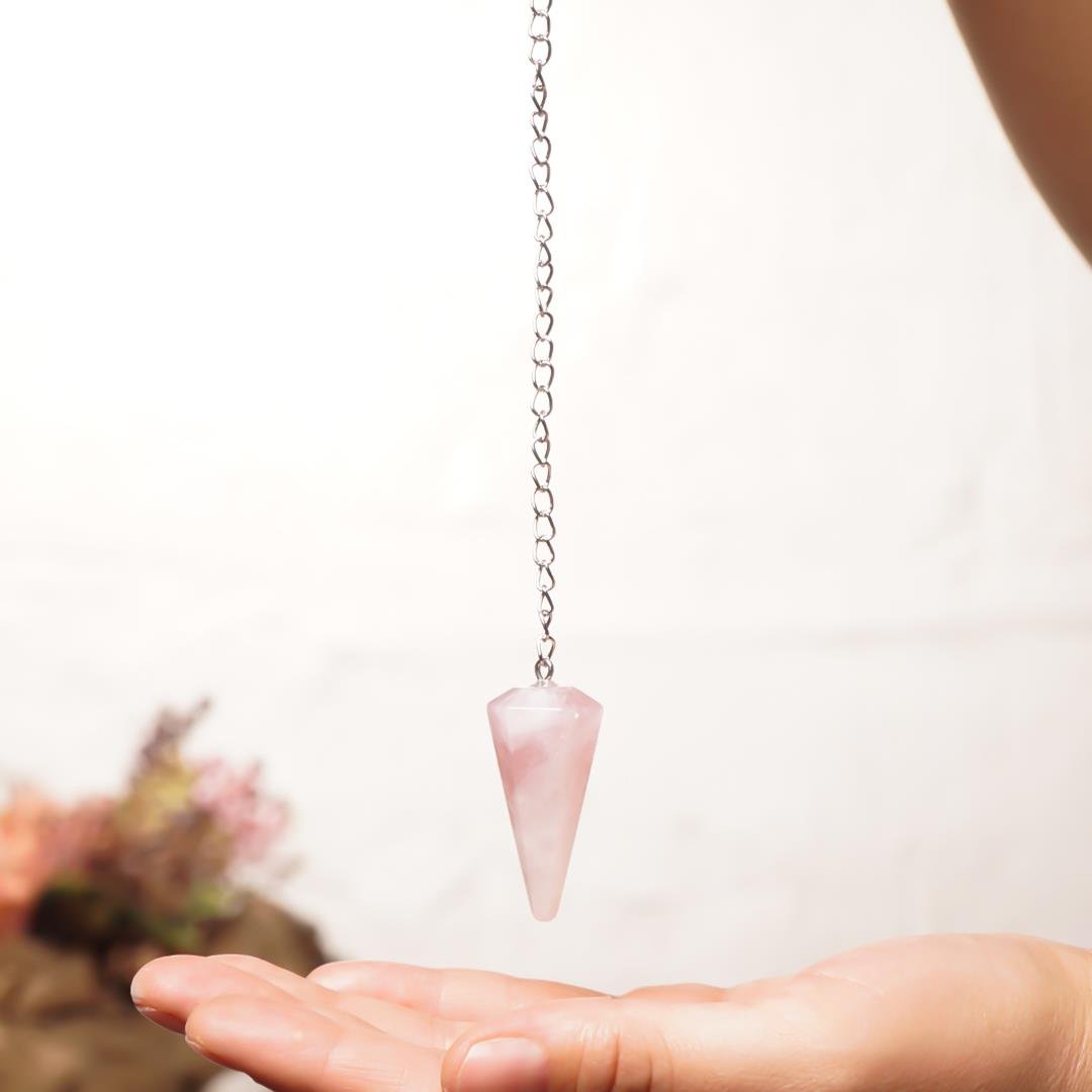 Pembe Kuvars Doğal Taş Pandül (Sarkaç): 