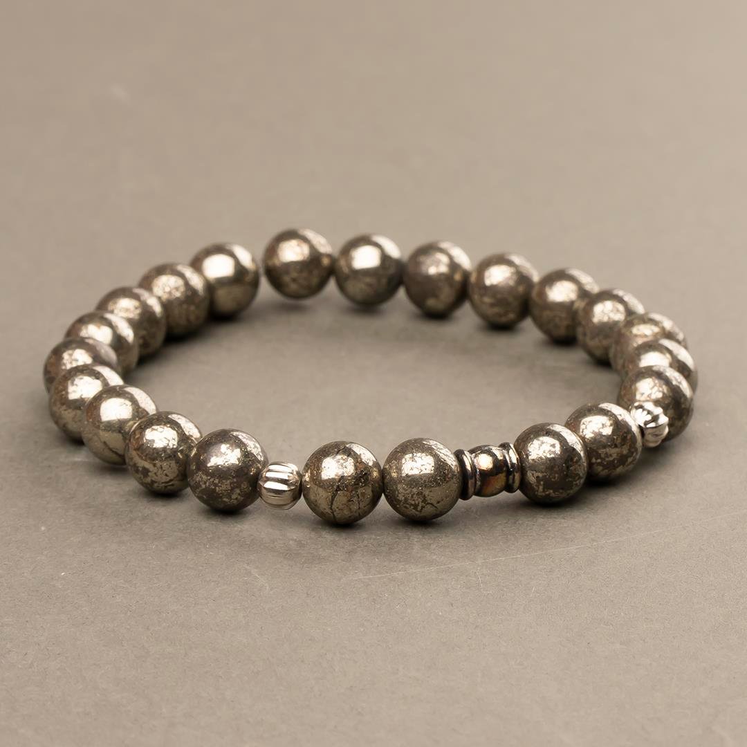 Pirit Doğal Taş Bileklik (8 mm) – Kübik Koruma