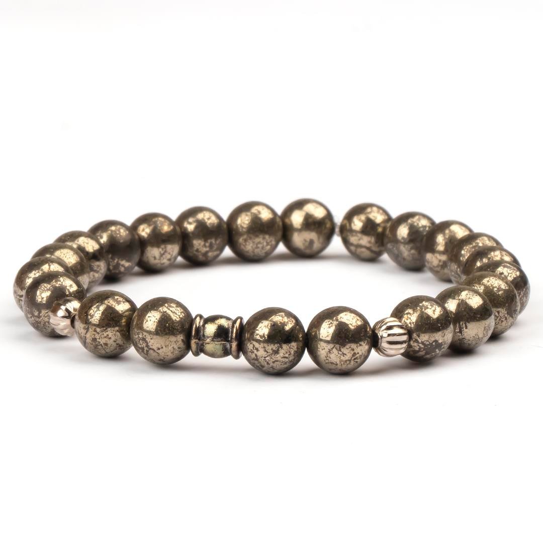 Pirit Doğal Taş Bileklik (8 mm) – Kübik Koruma