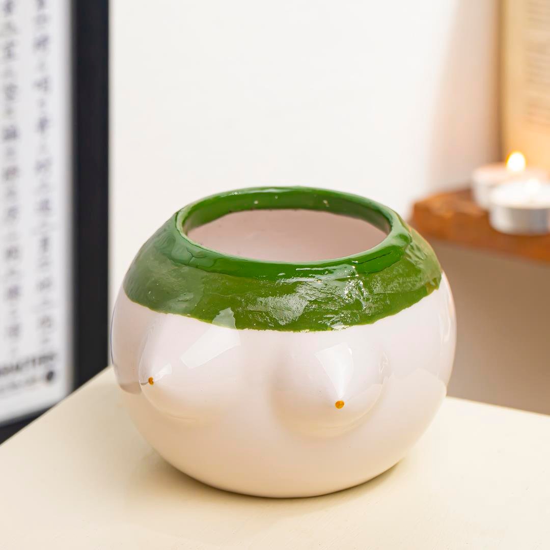 Serenity Brown Belted El Yapımı Seramik Vazo