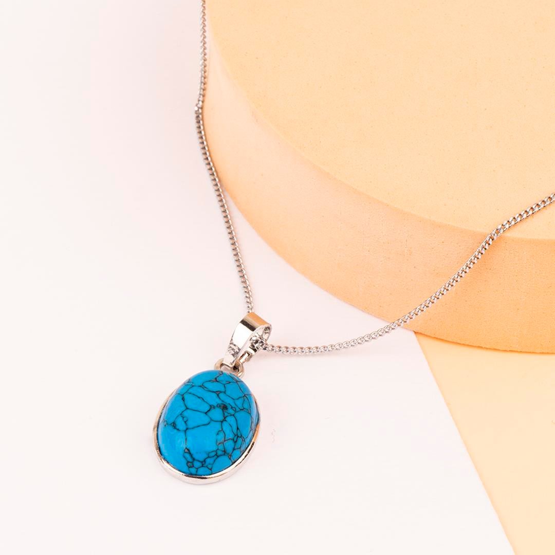 Turkuaz Damla TemalıDogal Taş Kolye