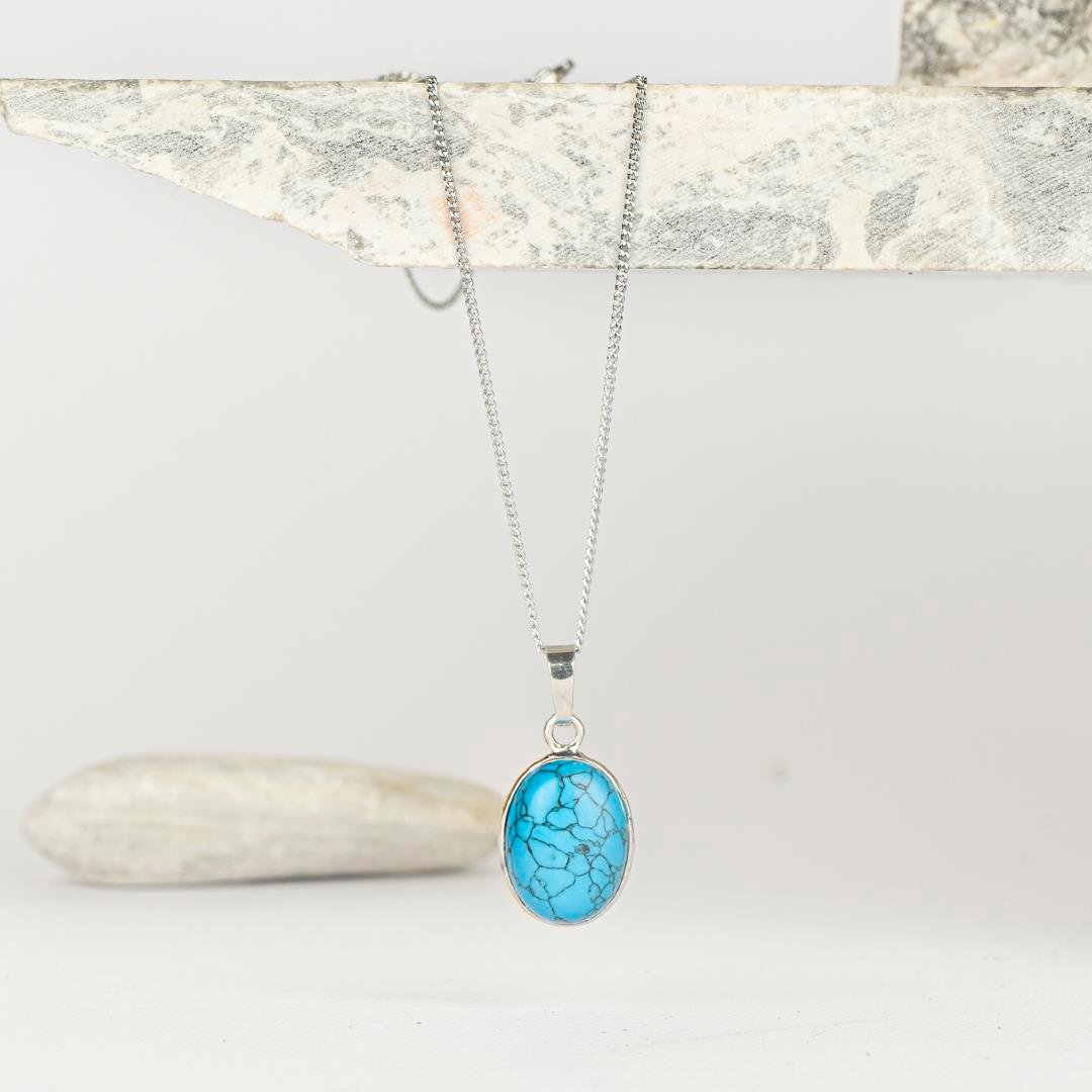 Turkuaz Damla TemalıDogal Taş Kolye