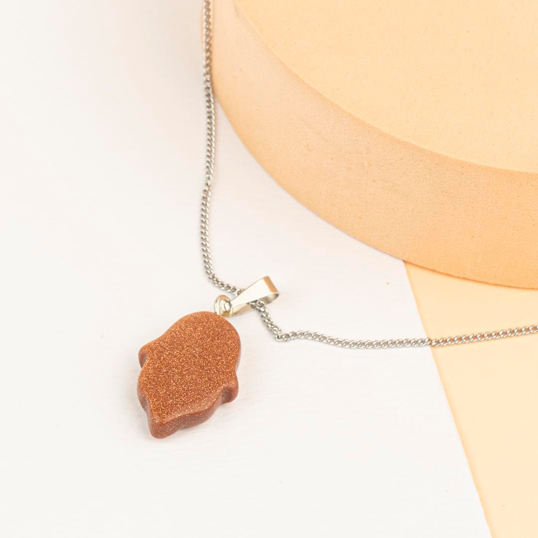 Yıldız Taşı Hamse Temalı Dogal Taş Kolye