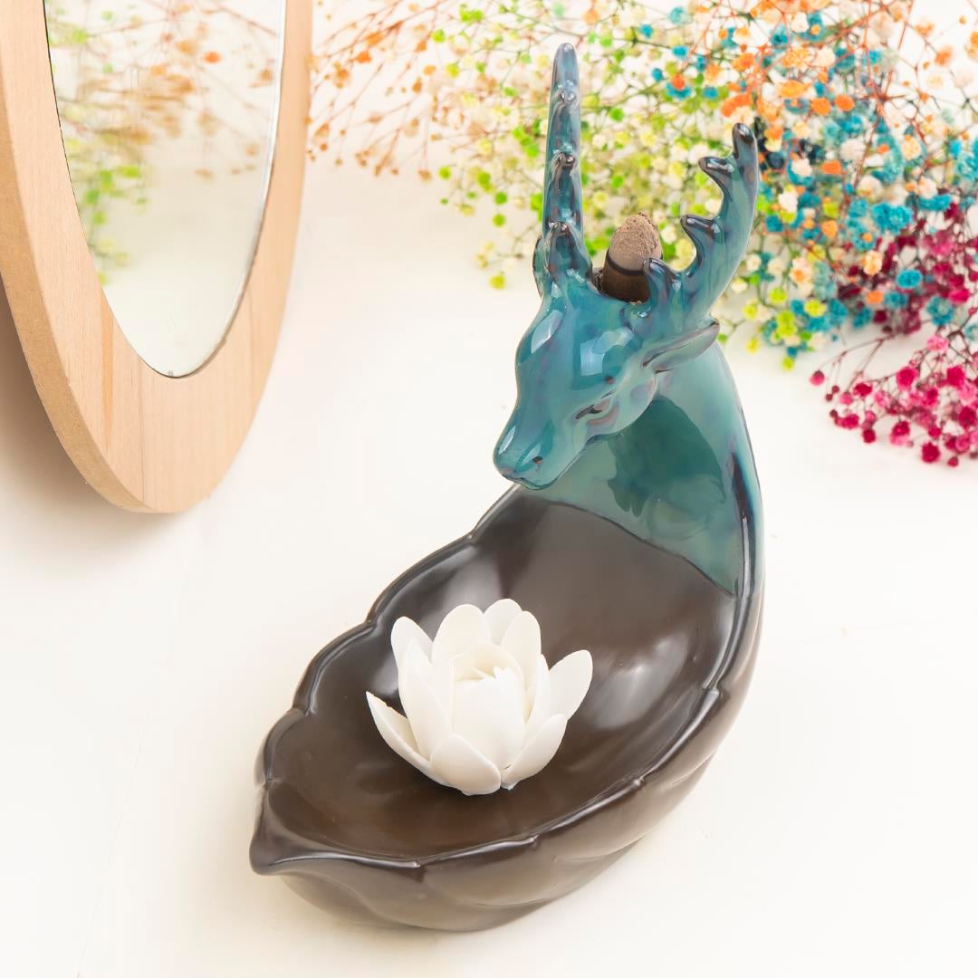 Zen Geyik Temalı Geri Akışlı Şelale Tütsülük