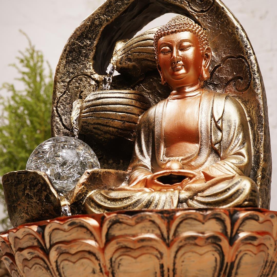 Zen Lord Buddha Temalı Bakır Şu Şelalesi