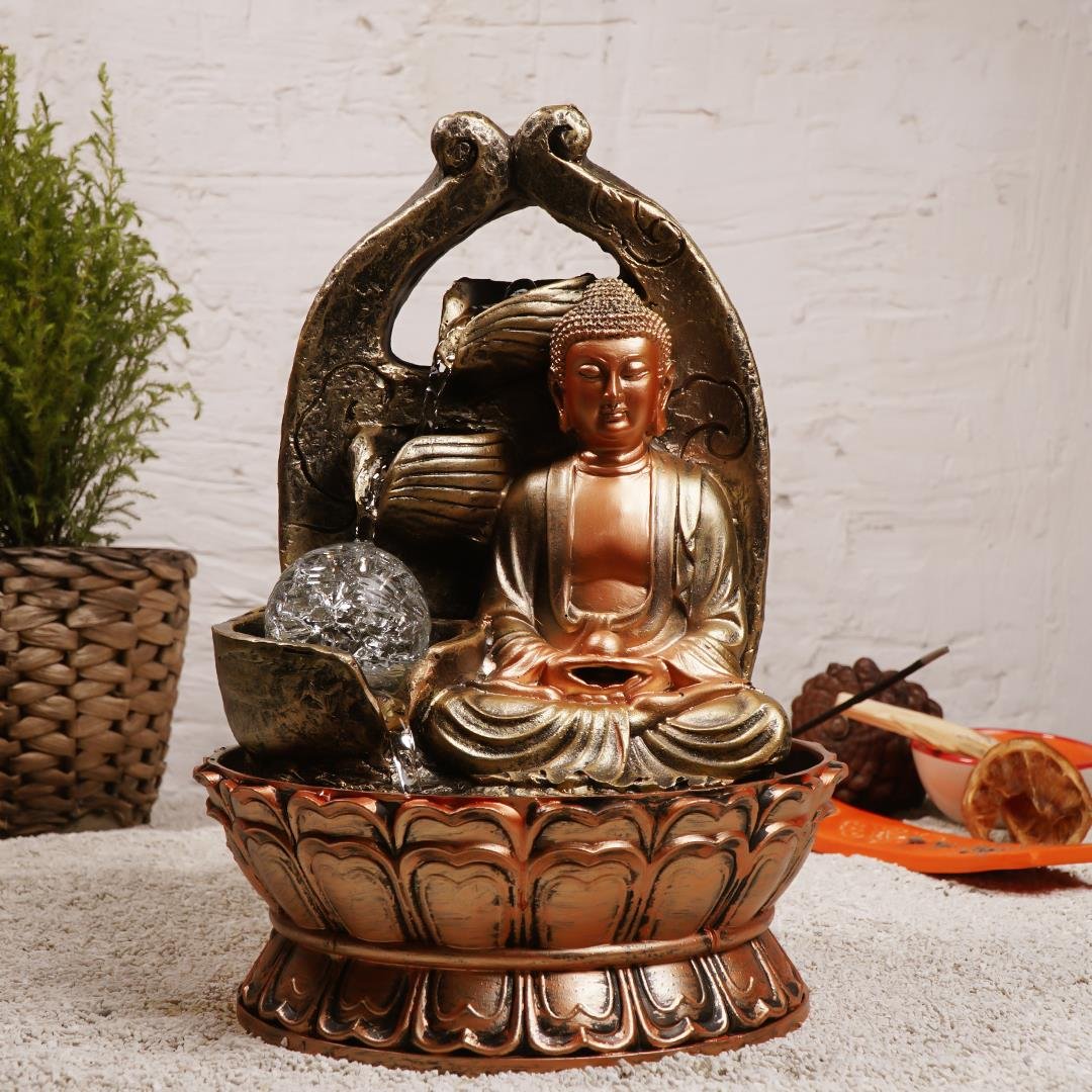 Zen Lord Buddha Temalı Bakır Şu Şelalesi