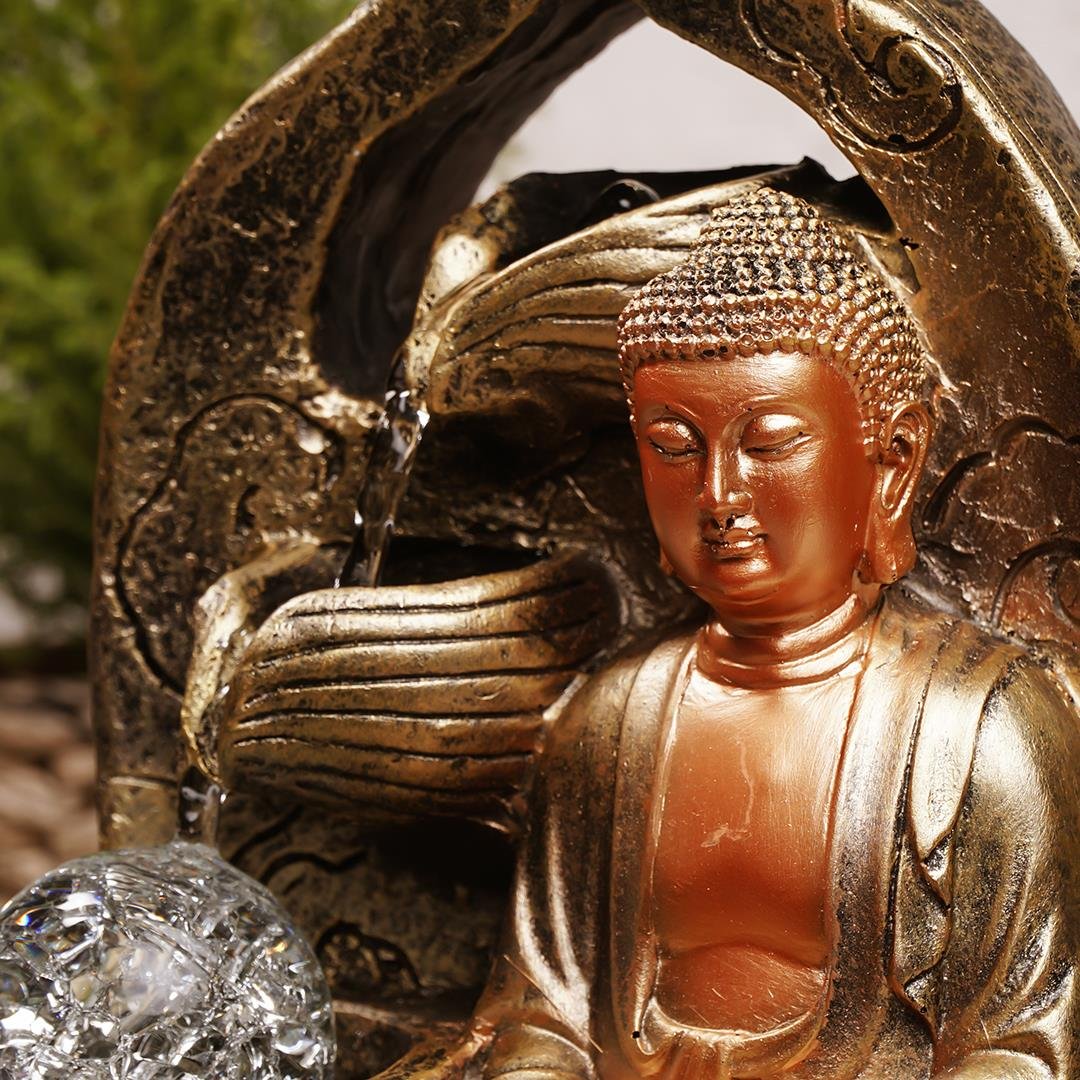 Zen Lord Buddha Temalı Bakır Şu Şelalesi