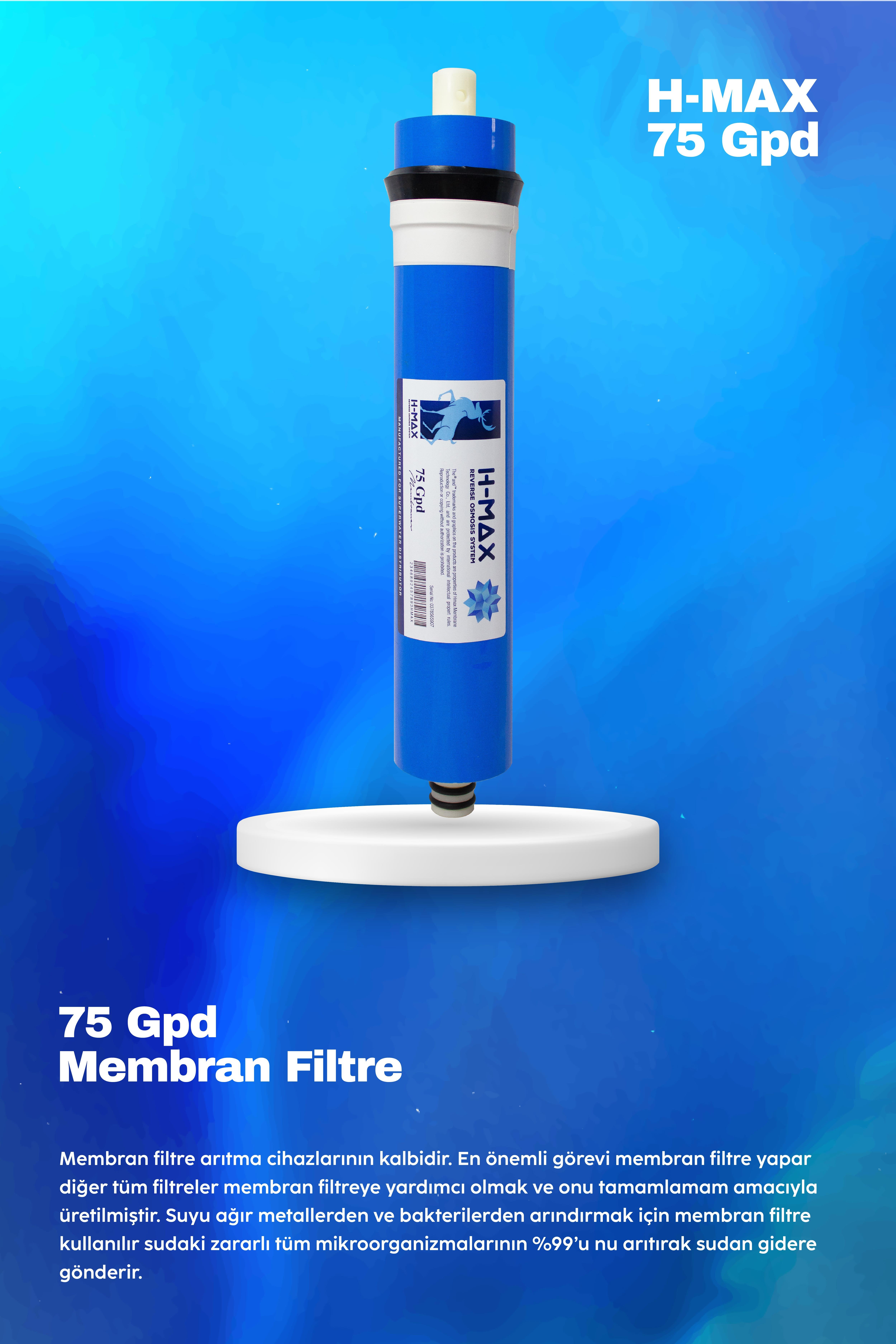Üstten Giriş ve Çıkışlı, Çift Çubuklu Su Arıtma Cihazı Filtresi 75 Gpd Membranlı 5'li Set