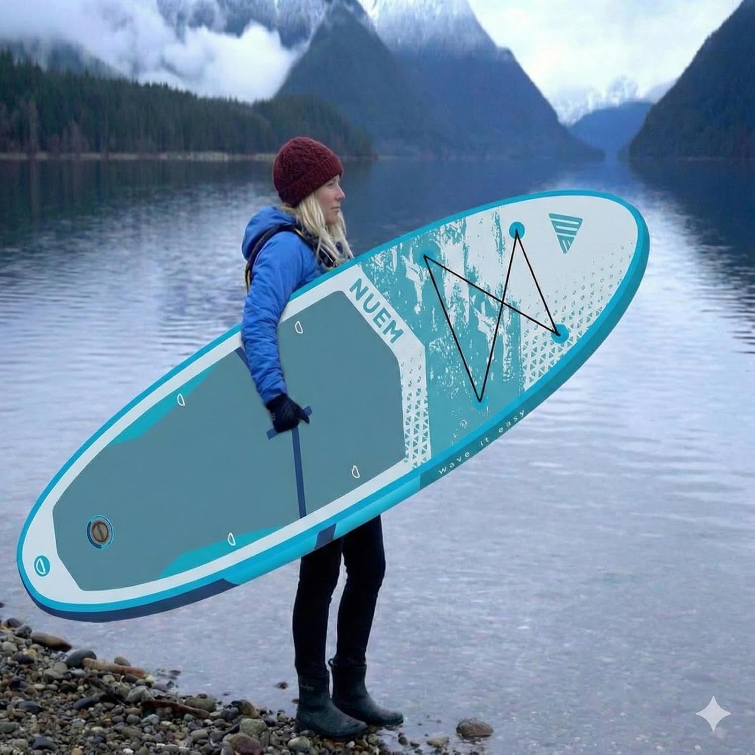 NUEM 10'6 (320x78x15cm) Şişme SUP Board - Stand Up Paddle Board - Başlangıç ve Orta Seviye Kürek Sörfü (Full Set - Aksesuarlar Dahildir)