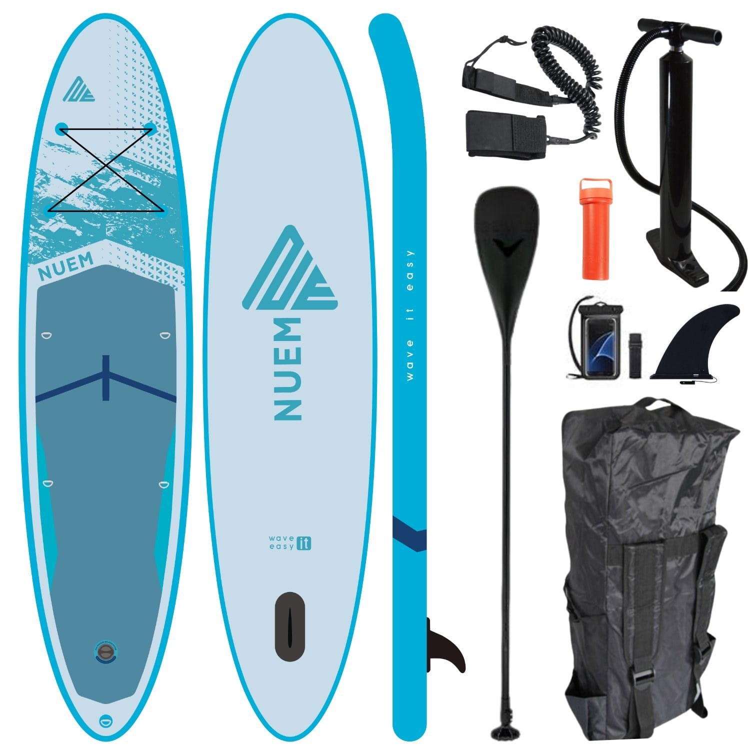 NUEM 10'6 (320x78x15cm) Şişme SUP Board - Stand Up Paddle Board - Başlangıç ve Orta Seviye Kürek Sörfü (Full Set - Aksesuarlar Dahildir)