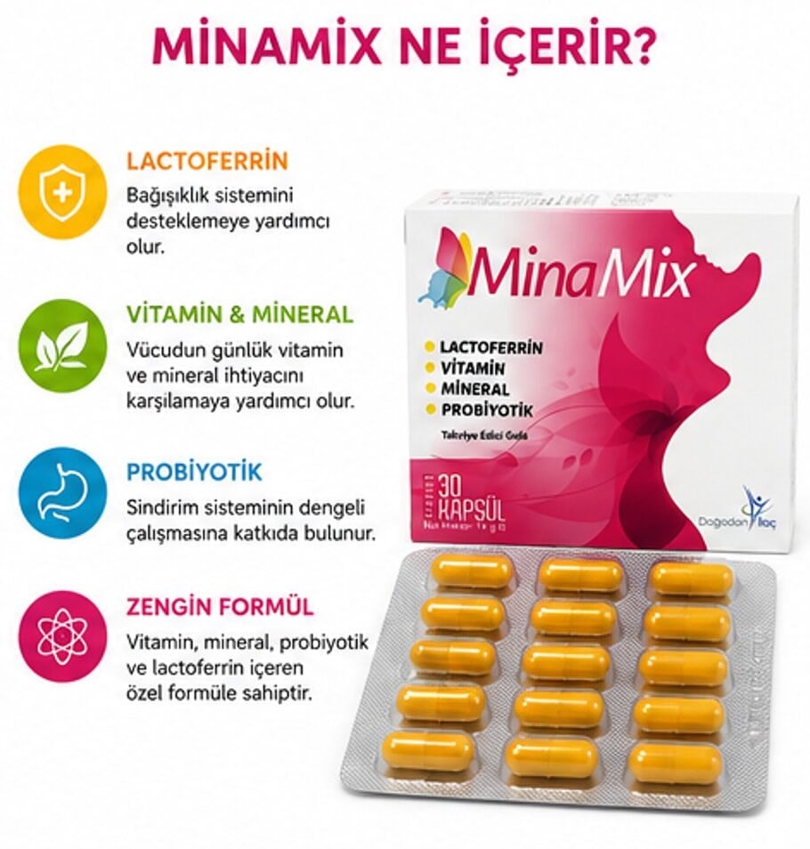 Lactoferrin Vitamin Mineral Probiyotik içeren Takviye Edici Gıda