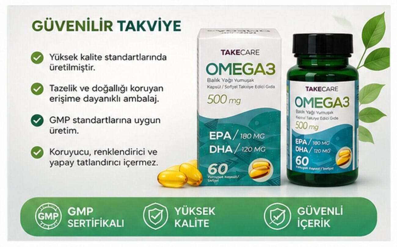 Omega 3 Balık yağı fish oil 500 mg 60 adet Softjel Yumuşak Kapsül takviye gıda EPA DHA