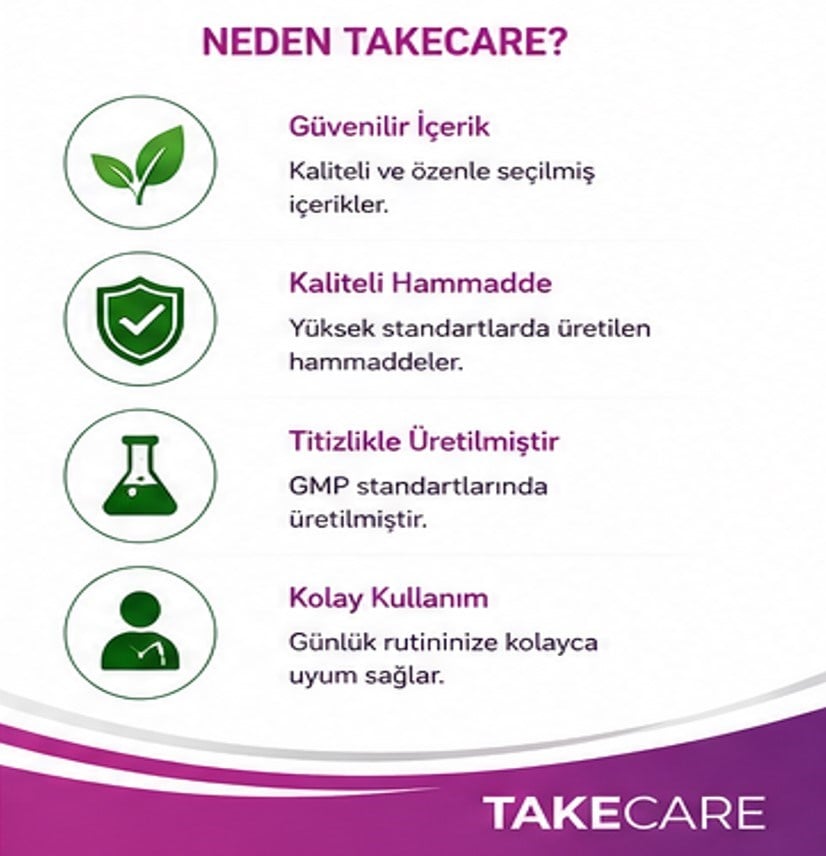 TAKECARE Magnezyum, Vitaminler, Zerdeçal ve Bromelain İçeren 30 Tablet
