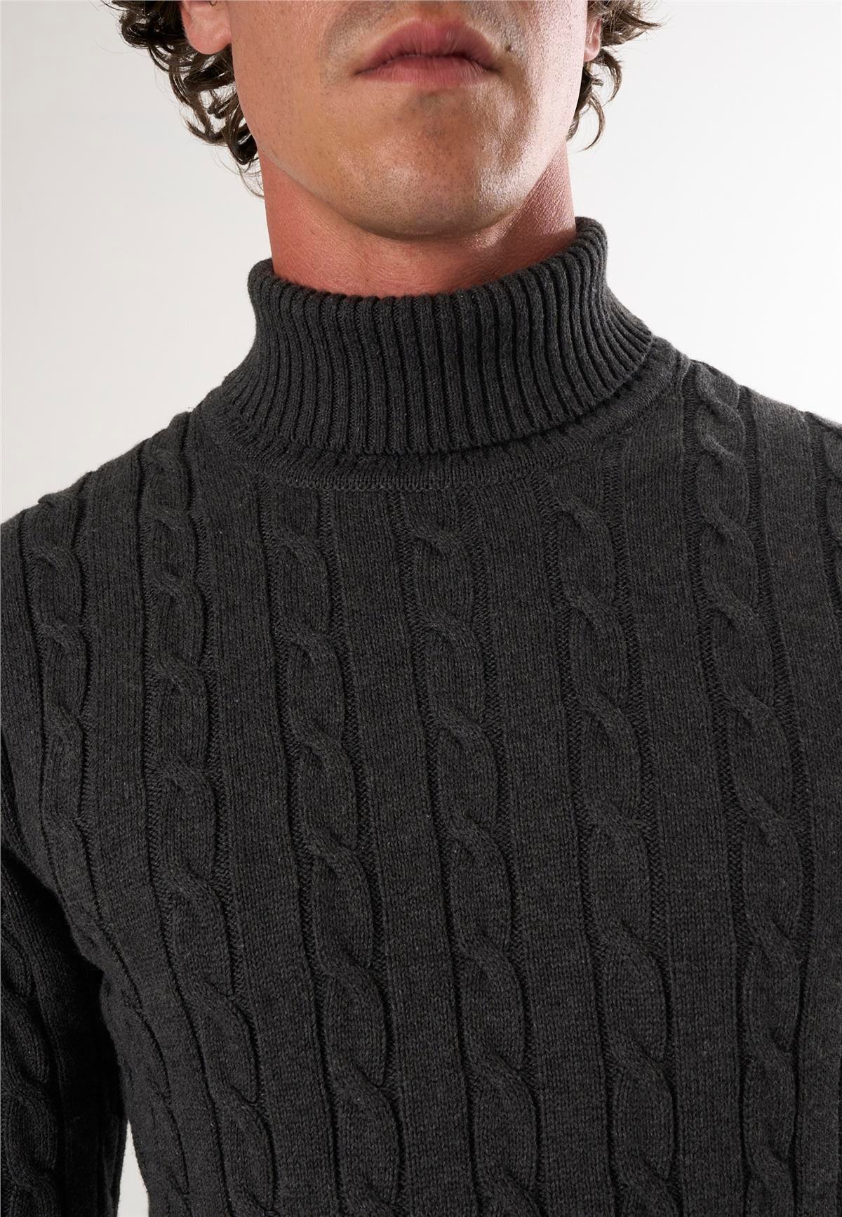 Erkek Balıkçı Yaka Örgü Desenli KazakFelix HardyFHMPLV817-6